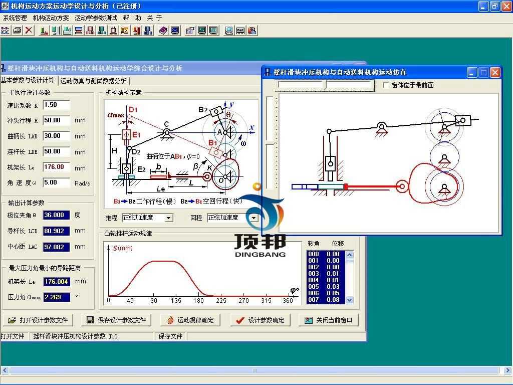 平面機(jī)構(gòu)運(yùn)動設(shè)計(jì)分析與測試實(shí)驗(yàn)臺軟件