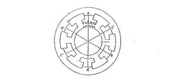 三相步進(jìn)電機(jī)的結(jié)構(gòu)原理圖