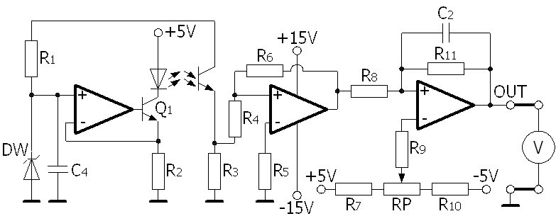 光纖傳感器轉(zhuǎn)換電路圖